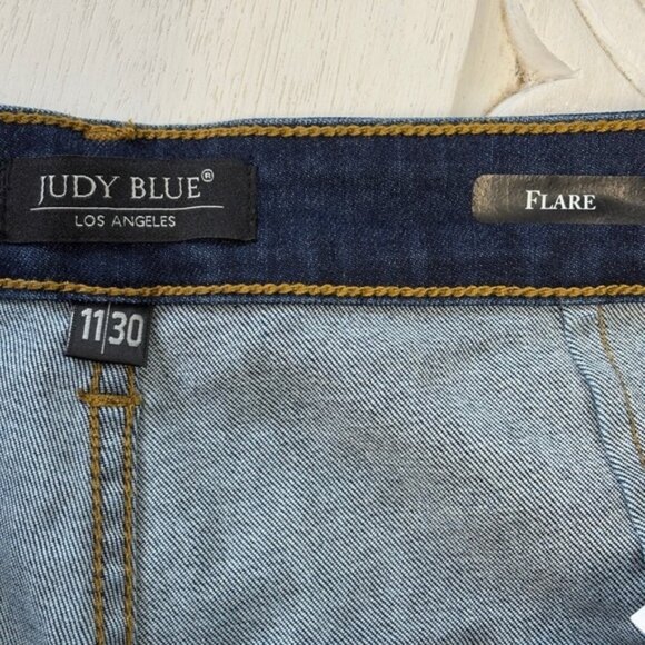 Judy Blue Flare Jeans 11/30x32 Dark Wash Stretch Retro Wide Leg - Picture 3 of 7